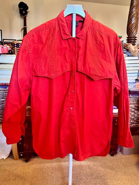 Gordon and James Red Embroidered Western Casual Button Down